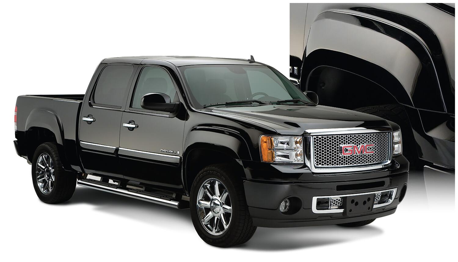 Black OE Style Smooth Finish 4-Piece Fender Flare Set For 2007-2013 Sierra 1500 2007-2014 Sierra 2500 Hd Fits 78, 78.7, 97.6 Inch Bed Bushwacker