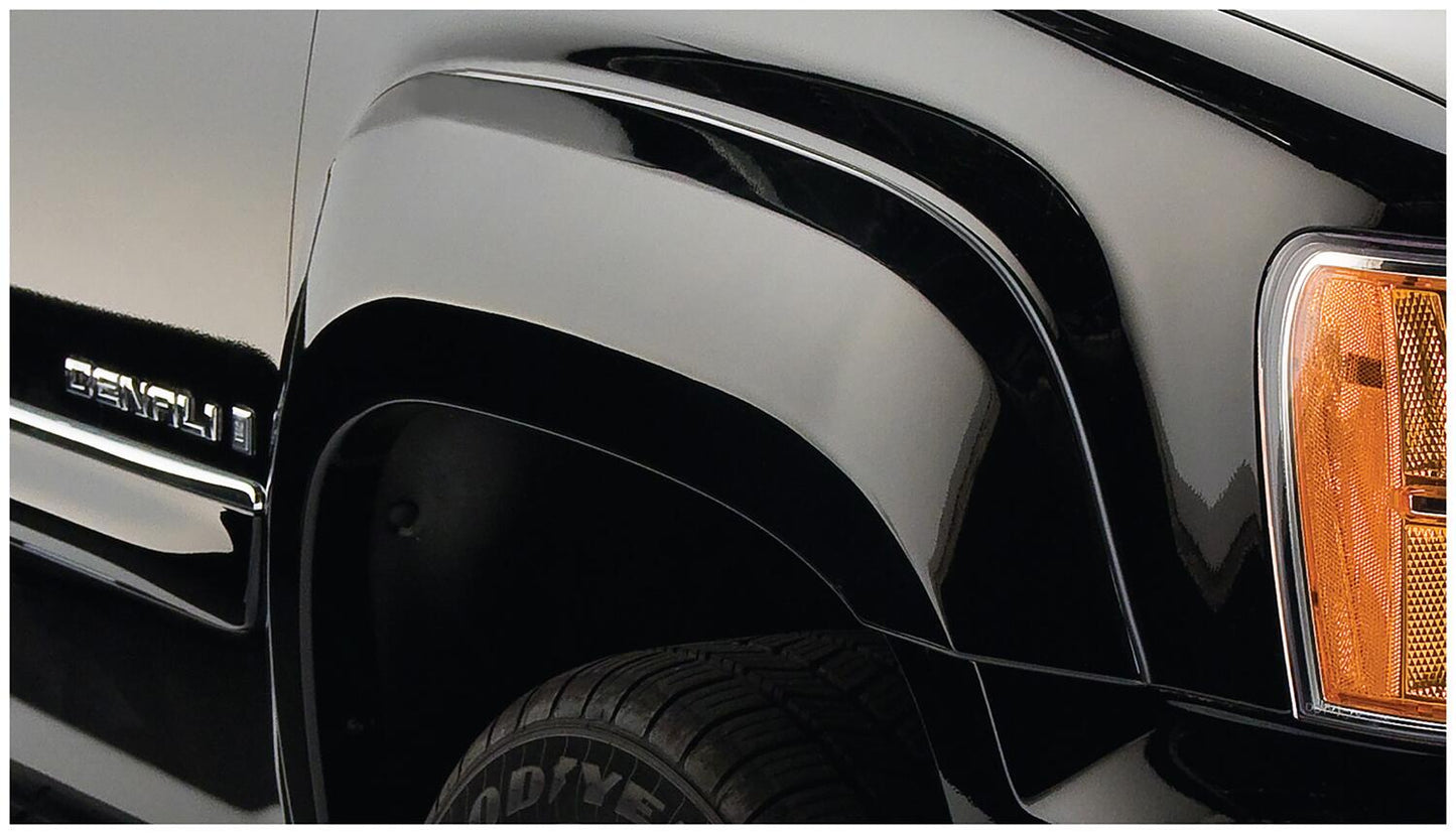 Black OE Style Smooth Finish 4-Piece Fender Flare Set For 2007-2013 Sierra 1500 2007-2014 Sierra 2500 Hd Fits 78, 78.7, 97.6 Inch Bed Bushwacker-1