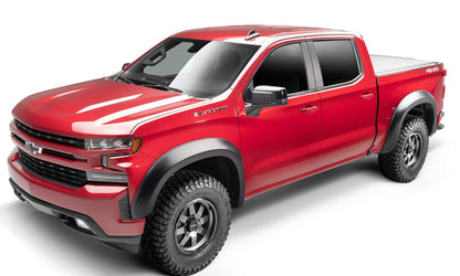 Black Extendafender Style Smooth Finish 4-Piece Fender Flare Set For 19-21 Chevrolet Silverado 1500 2022 Chevrolet Silverado 1500 Ltd Bushwacker