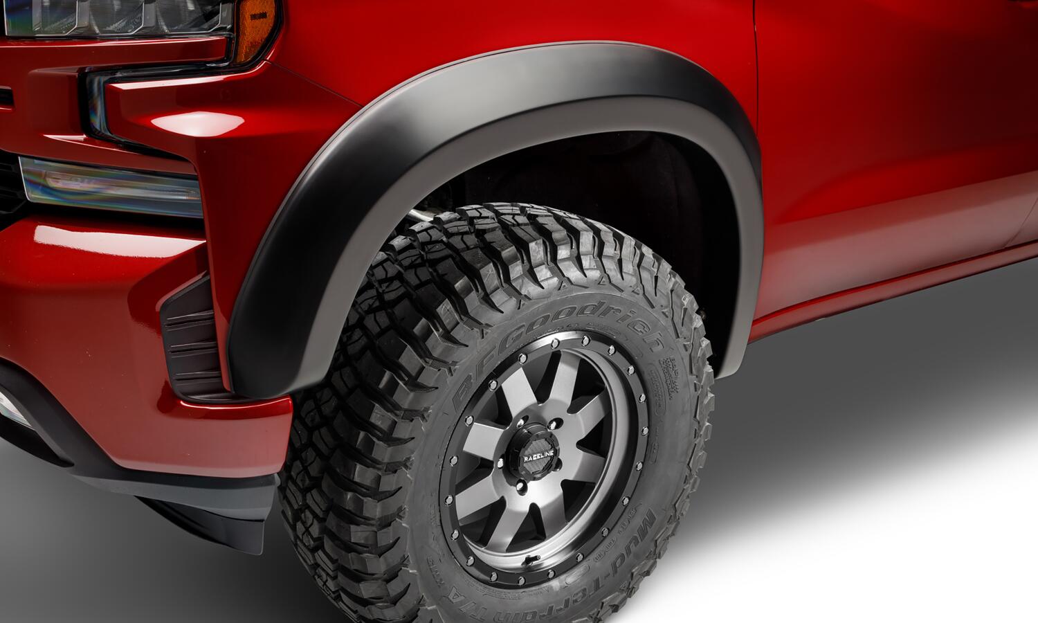 Black Extendafender Style Smooth Finish 4-Piece Fender Flare Set For 19-21 Chevrolet Silverado 1500 2022 Chevrolet Silverado 1500 Ltd Bushwacker-1