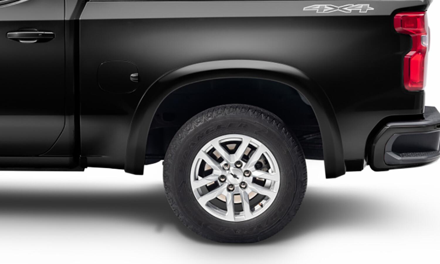 Oe Style Color Matched Black 4-Piece Fender Flare Set For 19-21 Chevrolet Silverado 1500, 2022 Chevrolet Silverado 1500 Ltd Bushwacker-1