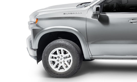 Oe Style Color Matched Silver Ice Metallic 4-Piece Fender Flare Set For 20-21 Chevrolet Silverado 1500 2022 Chevrolet Silverado 1500 Ltd Bushwacker