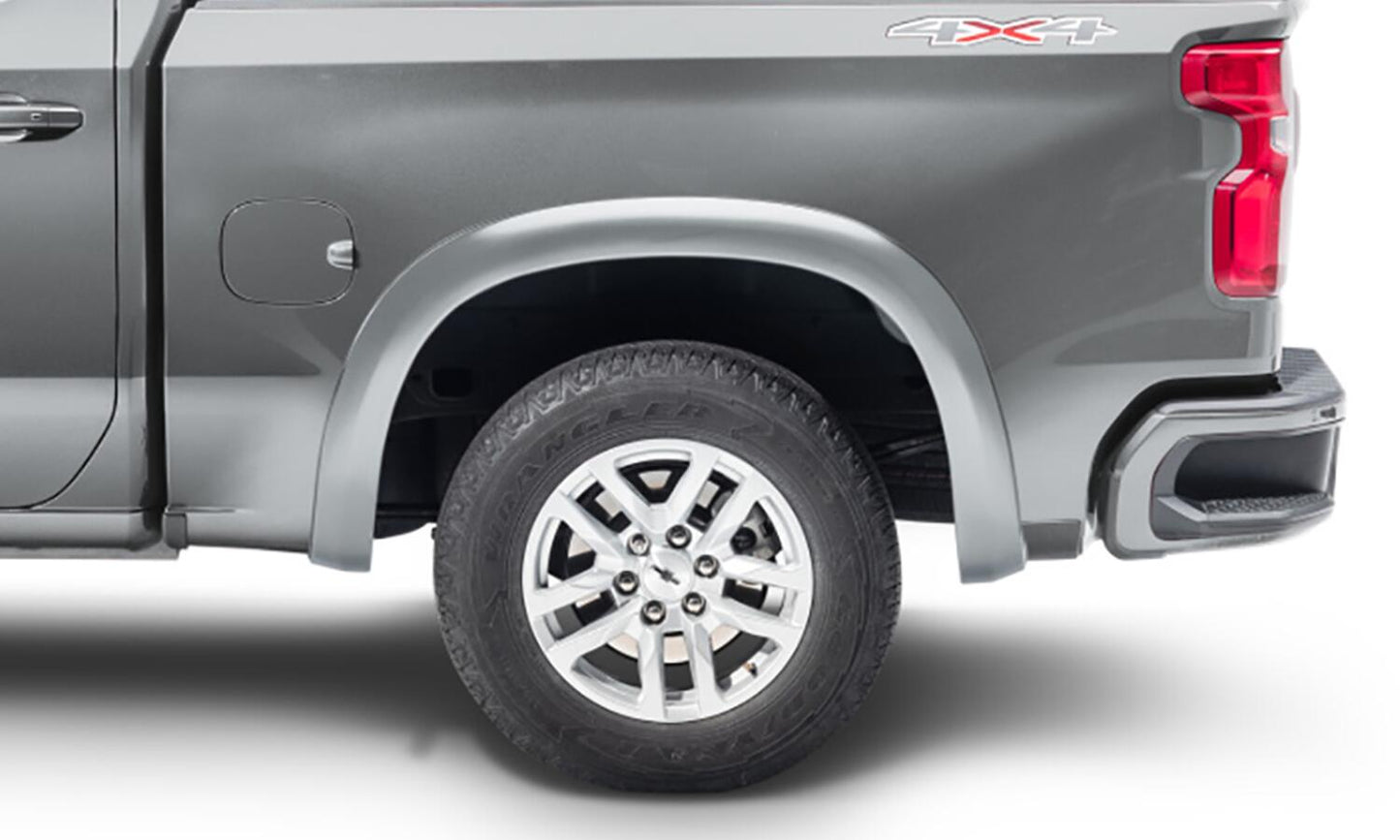 Oe Style Color Matched Silver Ice Metallic 4-Piece Fender Flare Set For 20-21 Chevrolet Silverado 1500 2022 Chevrolet Silverado 1500 Ltd Bushwacker-1