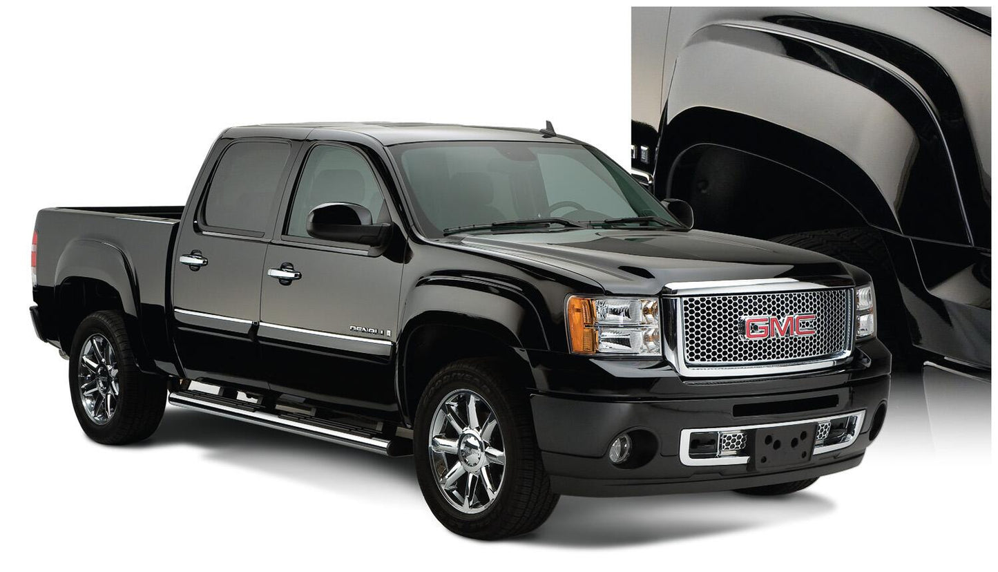 Black OE Style Smooth Finish 4-Piece Fender Flare Set For 2007-2013 GMC Sierra 1500 Fits 69.3 Inch Bed Bushwacker