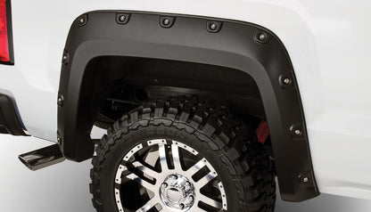 Black Boss Pocket/Rivet Style Smooth Finish 4-Piece Fender Flare Set For 2007-2013 GMC Sierra 1500 Fits 69.3 Inch Bed Bushwacker-1