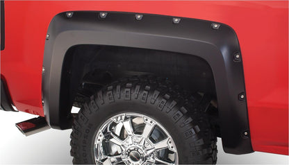 Black Pocket/Rivet Style Smooth Finish 4-Piece Fender Flare Set For 2007-2013 Chevrolet Silverado 1500 Fits 69.3 Inch Bed Bushwacker-2