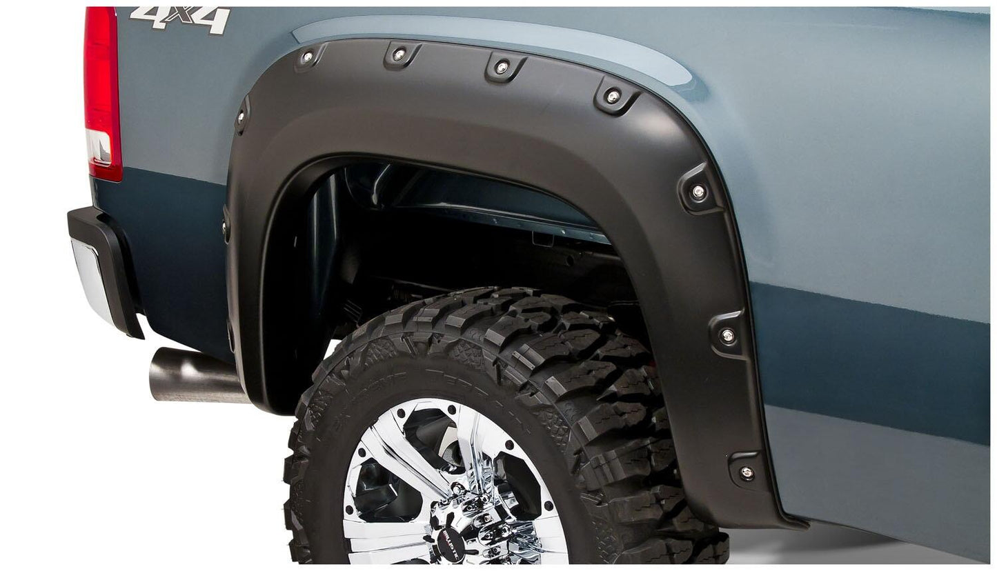 Black Boss Pocket/Rivet Style Smooth Finish 4-Piece Fender Flare Set For 2007-2010 GMC Sierra 2500 Hd/3500 Hd (Excludes Dually) Bushwacker-2