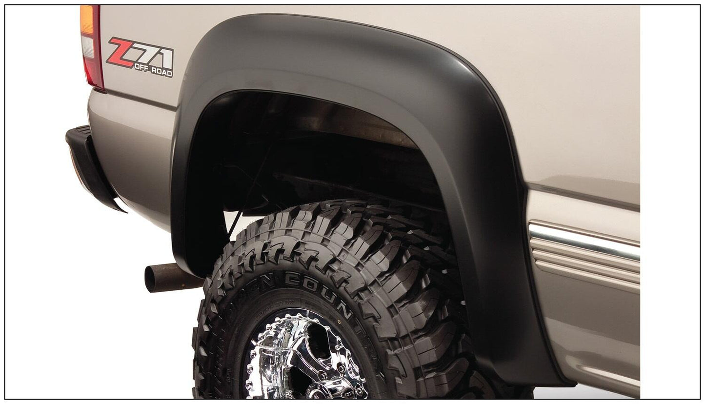 Black Extendafender Style Smooth Finish 4-Piece Fender Flare Set With Extended Coverage For 99-07 Silverado/Sierra Trucks (Check Application Guide) Bushwacker-2