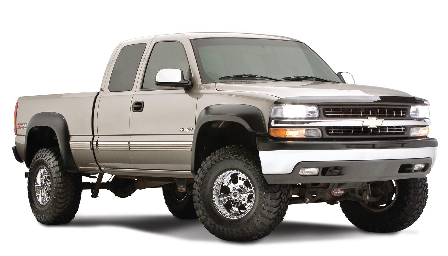 Black Extendafender Style Smooth Finish 4-Piece Fender Flare Set With Extended Coverage For 99-07 Silverado/Sierra Trucks (Check Application Guide) Bushwacker-3
