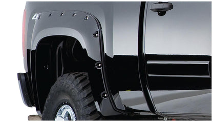 Black Cutout Style Smooth Finish 4-Piece Fender Flare Set For 2007-2013 GMC Sierra 1500 2007-2014 Sierra 2500 Hd/3500 Hd Fits 78.7/97.6 Inch Bed Bushwacker-1