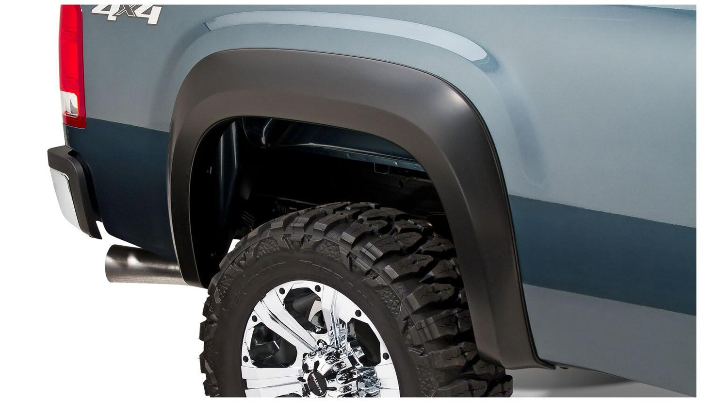 Black Extendafender Style Smooth Finish 4-Piece Fender Flare Set For 2007-2013 GMC Sierra 1500 Fits 69.3 Inch Bed Bushwacker