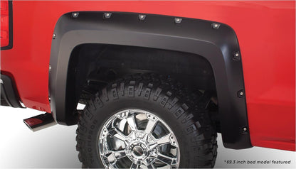 Black Pocket/Rivet Style Smooth Finish 4-Piece Fender Flare Set For 2019 Chevrolet Silverado 1500 Ld, 2014-2018 Silverado 1500, 2015-2019 Silverado 2500 Hd/3500 Hd Fits 78.8/97.8 Inch Bed Bushwacker-2