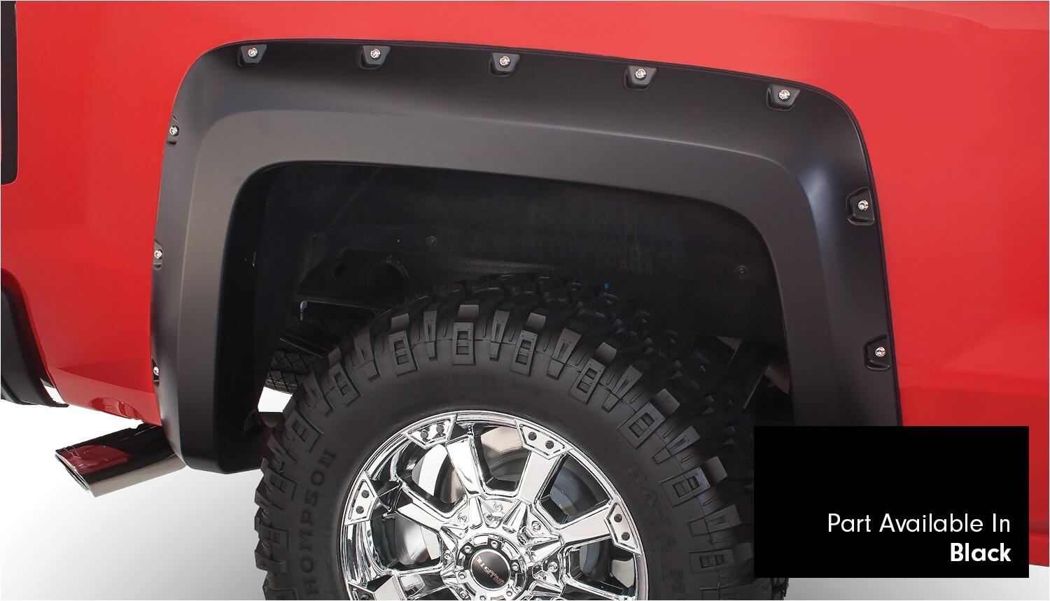 Pocket/Rivet Style Color Matched Black 4-Piece Fender Flare Set For 2016-2018 Silverado 1500 Fits 69.3 Inch Bed Bushwacker-1