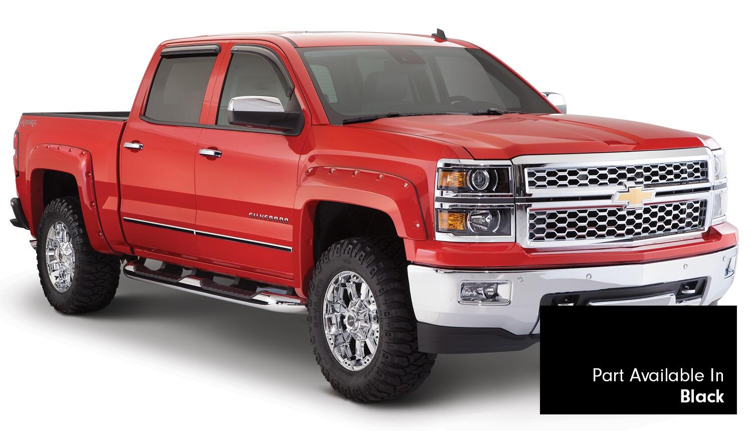 Pocket/Rivet Style Color Matched Black 4-Piece Fender Flare Set For 2016-2018 Silverado 1500 Fits 69.3 Inch Bed Bushwacker-2