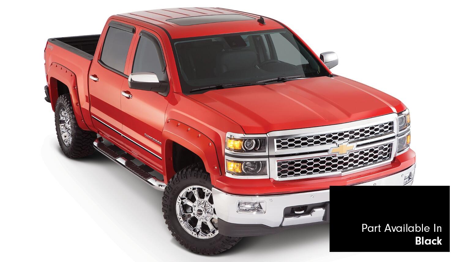 Pocket/Rivet Style Color Matched Black 4-Piece Fender Flare Set For 2016-2018 Silverado 1500 Fits 69.3 Inch Bed Bushwacker-4