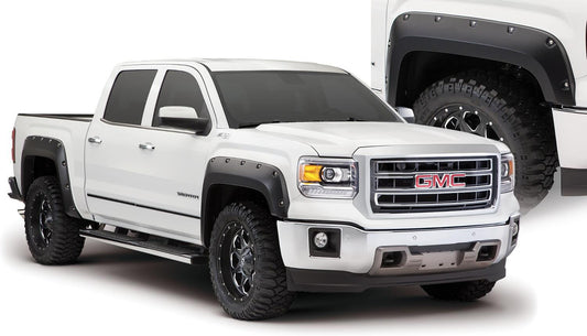 Black Pocket/Rivet Style Smooth Finish 4-Piece Fender Flare Set For 2014-2015 GMC Sierra 1500 Bushwacker