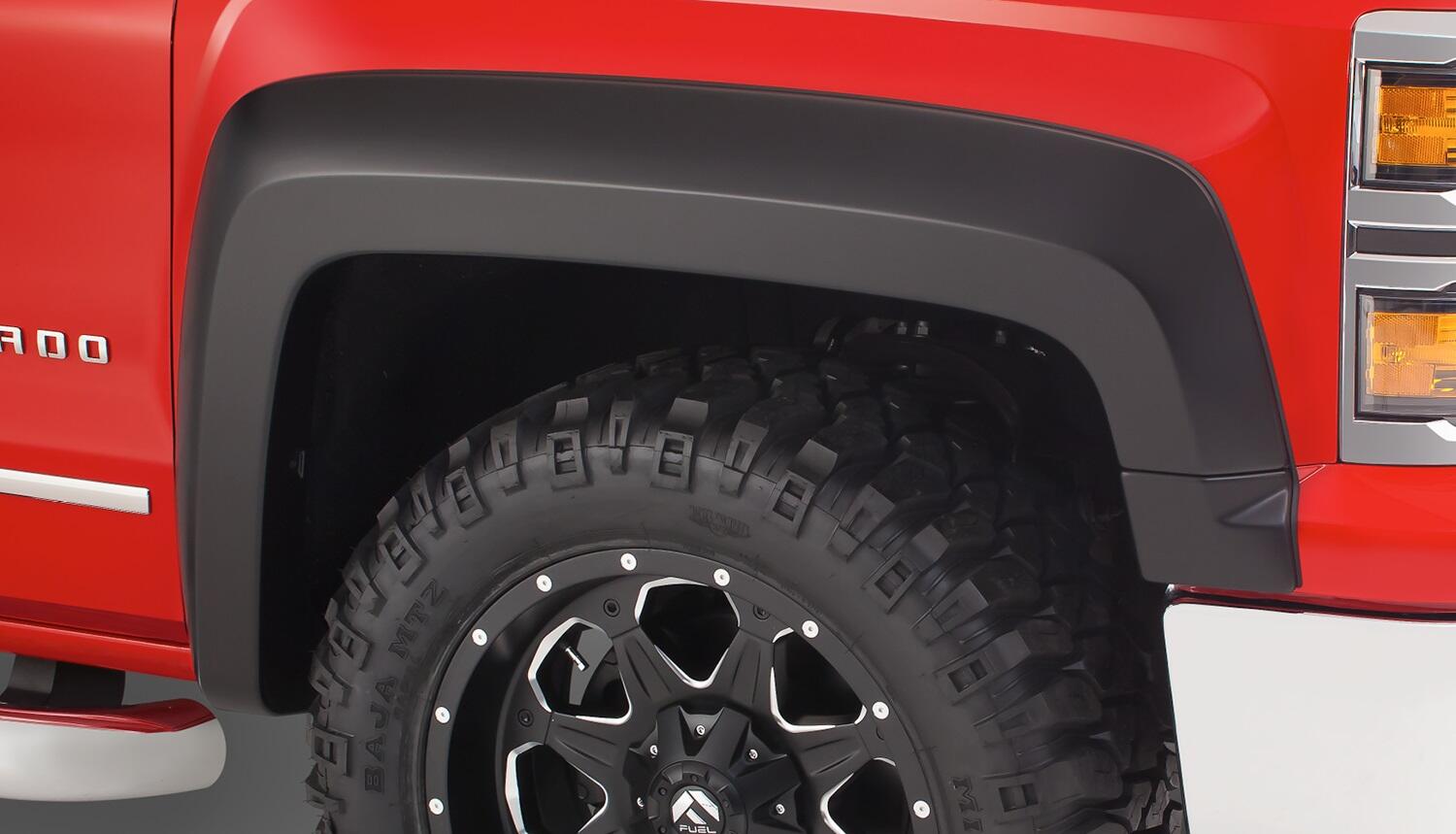 Black Extendafender Style Smooth Finish 4-Piece Fender Flare Set For 2019 Chevrolet Silverado 1500 Ld, 2014-2018 Silverado 1500, 2015-2019 Silverado 2500 Hd/3500 Hd Fits 78.8/97.8 Inch Bed Bushwacker-1