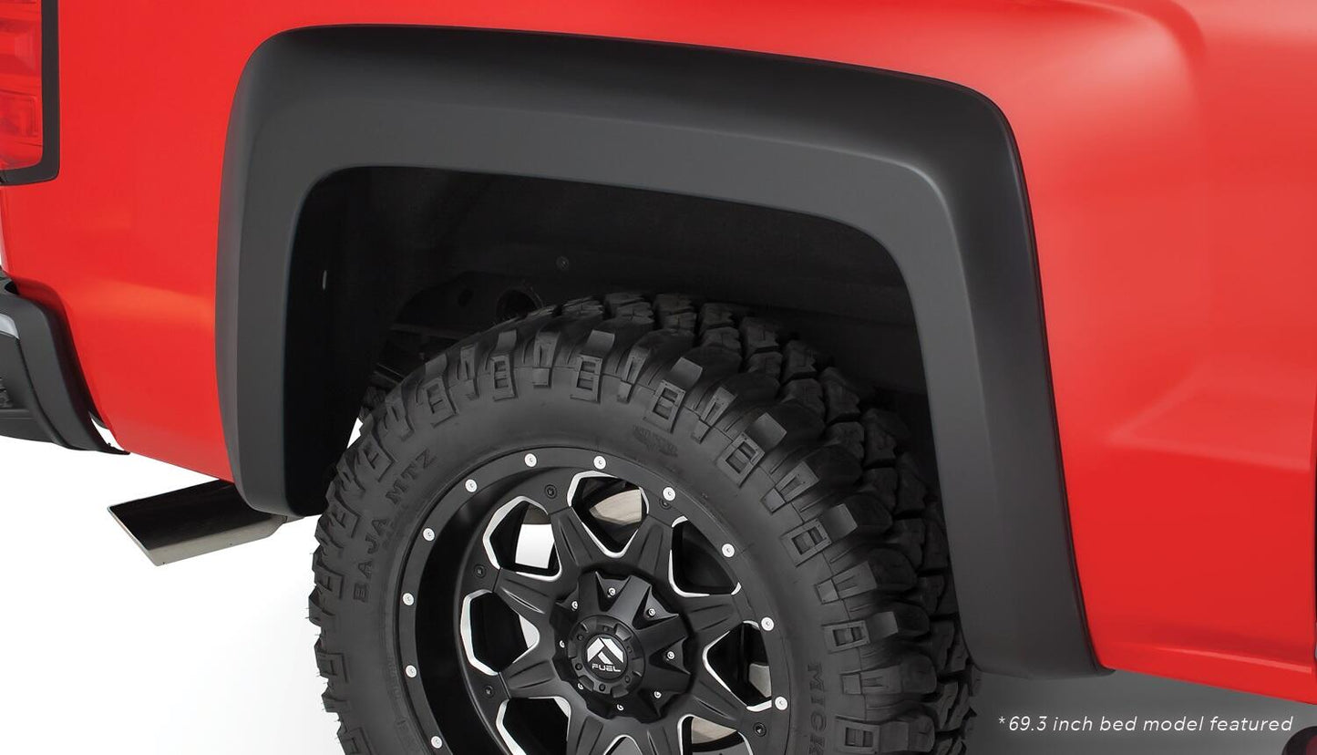 Black Extendafender Style Smooth Finish 4-Piece Fender Flare Set For 2019 Chevrolet Silverado 1500 Ld, 2014-2018 Silverado 1500, 2015-2019 Silverado 2500 Hd/3500 Hd Fits 78.8/97.8 Inch Bed Bushwacker-2