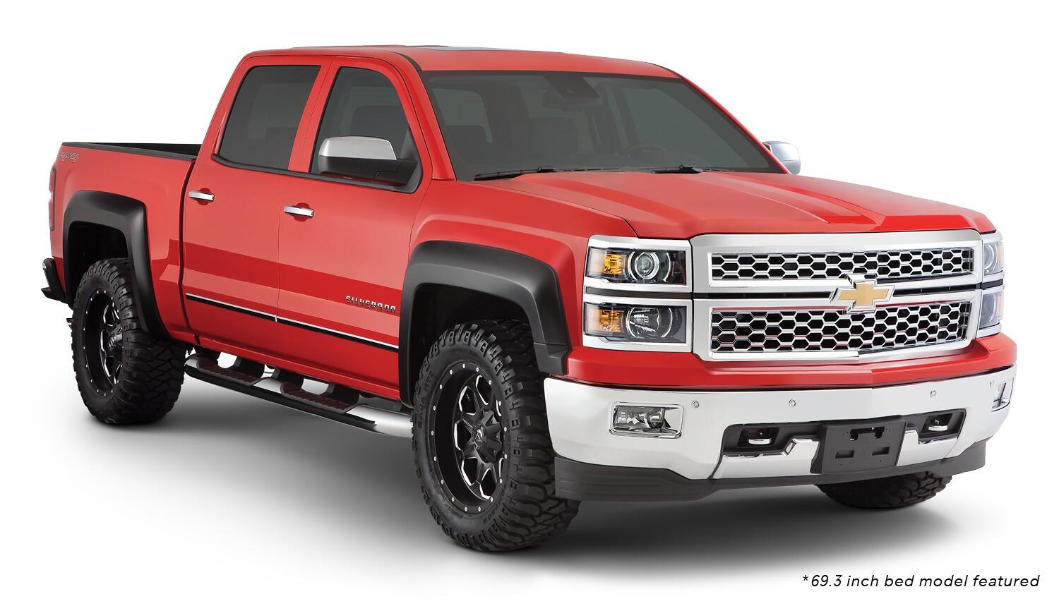Black Extendafender Style Smooth Finish 4-Piece Fender Flare Set For 2019 Chevrolet Silverado 1500 Ld, 2014-2018 Silverado 1500, 2015-2019 Silverado 2500 Hd/3500 Hd Fits 78.8/97.8 Inch Bed Bushwacker-3
