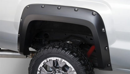 Black Pocket/Rivet Style Smooth Finish 4-Piece Fender Flare Set For 2015-2019 GMC Sierra 2500 Hd/3500 Hd Bushwacker-1