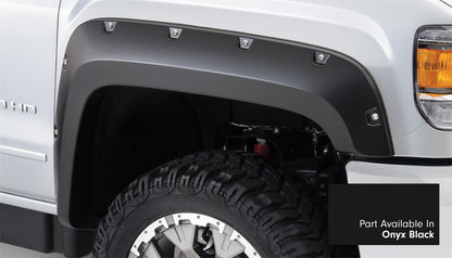 Pocket/Rivet Style Color Matched Onyx Black 4-Piece Fender Flare Set For 2017-2019 Sierra 2500 Hd/3500 Hd Bushwacker-1