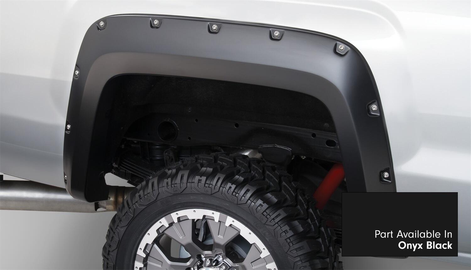 Pocket/Rivet Style Color Matched Onyx Black 4-Piece Fender Flare Set For 2017-2019 Sierra 2500 Hd/3500 Hd Bushwacker-2