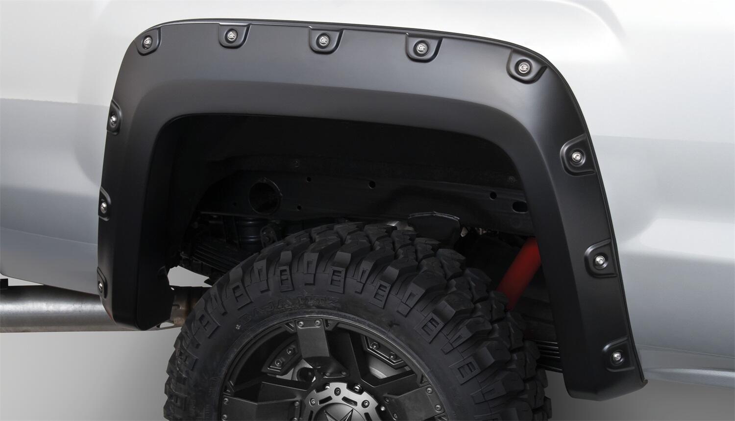 Black Boss Pocket/Rivet Style Smooth Finish 4-Piece Fender Flare Set For 2015-2019 GMC Sierra 2500 Hd/3500 Hd Bushwacker-2