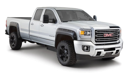 Black Boss Pocket/Rivet Style Smooth Finish 4-Piece Fender Flare Set For 2015-2019 GMC Sierra 2500 Hd/3500 Hd Bushwacker-3