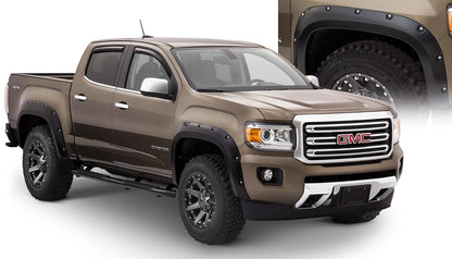 Black Pocket/Rivet Style Smooth Finish 4-Piece Fender Flare Set For 2015-2021 GMC Canyon W/61.7 Inch Bed Bushwacker