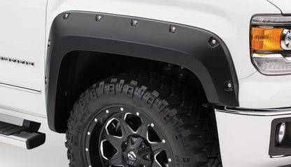 Black Pocket/Rivet Style Smooth Finish 4-Piece Fender Flare Set For 2016-2018 GMC Sierra 1500 (Incl Limited) Fits 69.3 Inch Bed Bushwacker-1