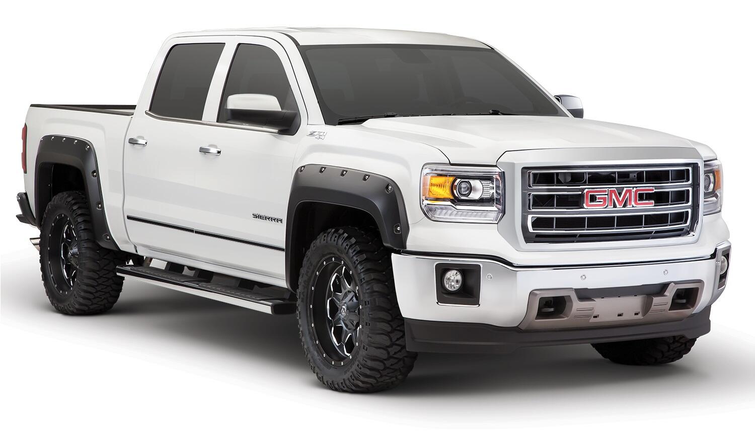 Black Pocket/Rivet Style Smooth Finish 4-Piece Fender Flare Set For 2016-2018 GMC Sierra 1500 (Incl Limited) Fits 69.3 Inch Bed Bushwacker-3