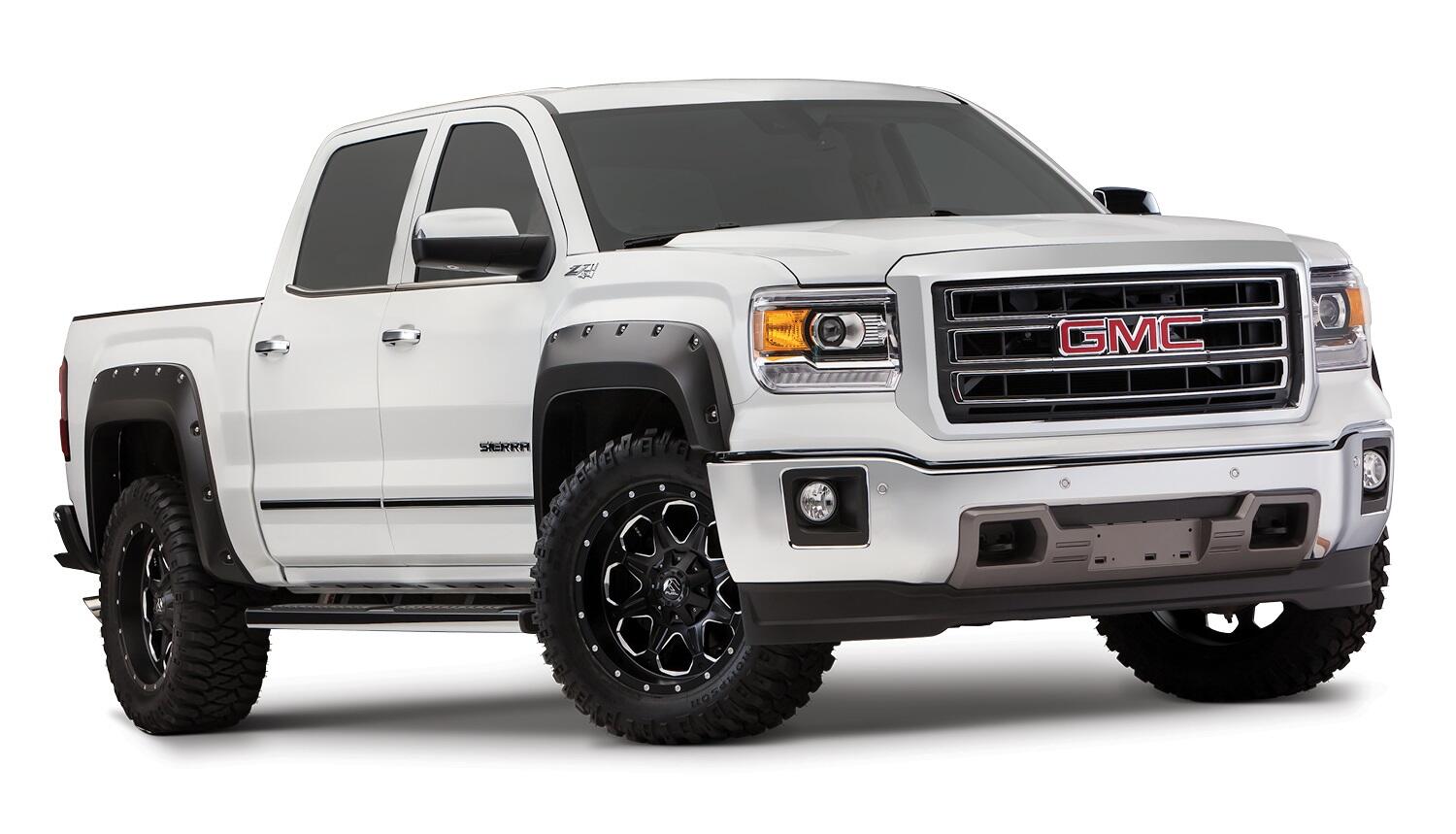 Black Pocket/Rivet Style Smooth Finish 4-Piece Fender Flare Set For 2016-2018 GMC Sierra 1500 (Incl Limited) Fits 69.3 Inch Bed Bushwacker-4