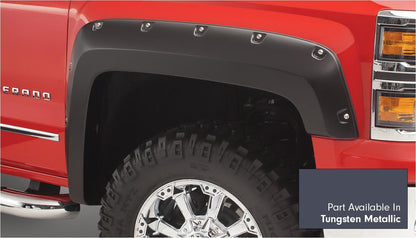 Pocket/Rivet Style Color Matched Abalone White Tricoat 4-Piece Fender Flare Set For 2016-2017 GMC Sierra 1500 Factory Mudflaps Must Be Removed Bushwacker