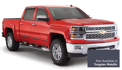 Pocket/Rivet Style Color Matched Abalone White Tricoat 4-Piece Fender Flare Set For 2016-2017 GMC Sierra 1500 Factory Mudflaps Must Be Removed Bushwacker-1