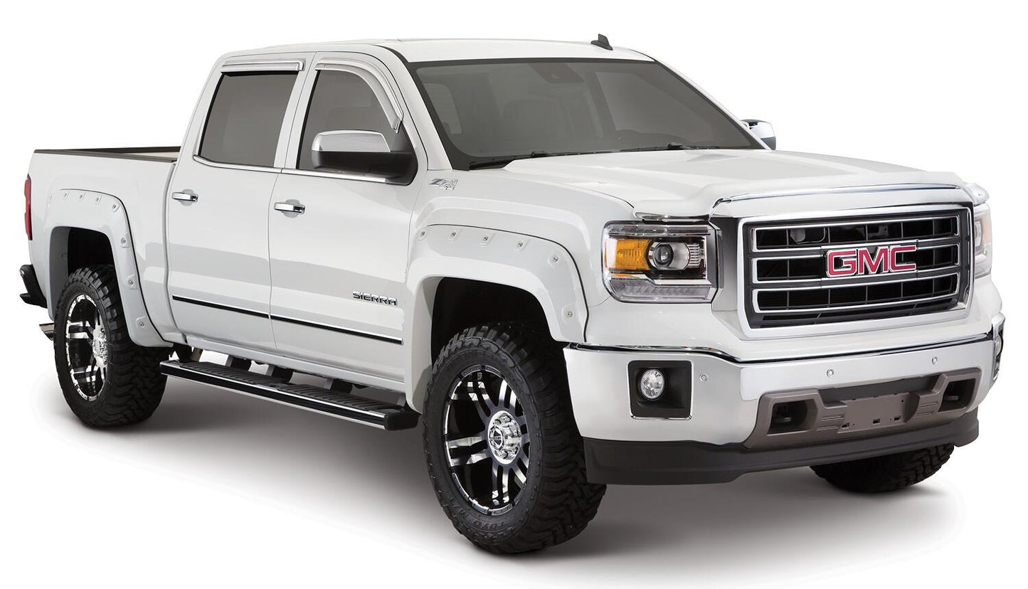 Black Boss Pocket/Rivet Style Smooth Finish 4-Piece Fender Flare Set For 2016-2018 GMC Sierra 1500 Fits 69.3 Inch Bed Bushwacker-3