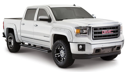 Black Boss Pocket/Rivet Style Smooth Finish 4-Piece Fender Flare Set For 2016-2018 GMC Sierra 1500 Fits 69.3 Inch Bed Bushwacker-3