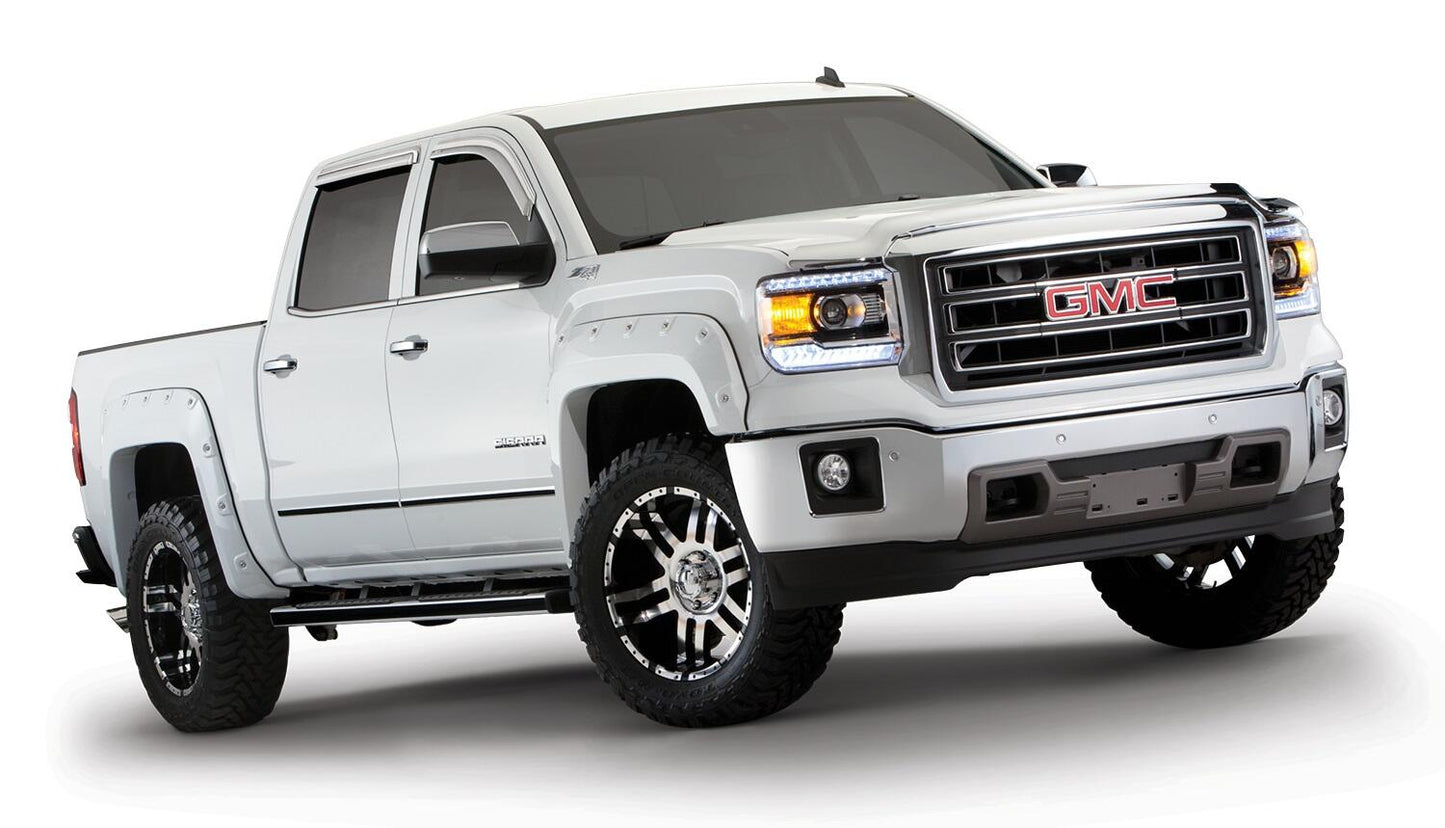 Black Boss Pocket/Rivet Style Smooth Finish 4-Piece Fender Flare Set For 2016-2018 GMC Sierra 1500 Fits 69.3 Inch Bed Bushwacker-4