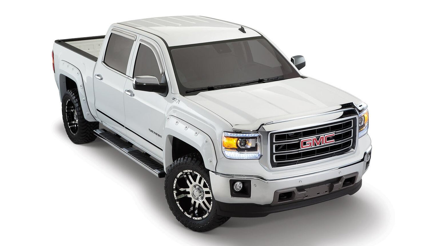 Black Boss Pocket/Rivet Style Smooth Finish 4-Piece Fender Flare Set For 2016-2018 GMC Sierra 1500 Fits 69.3 Inch Bed Bushwacker-5