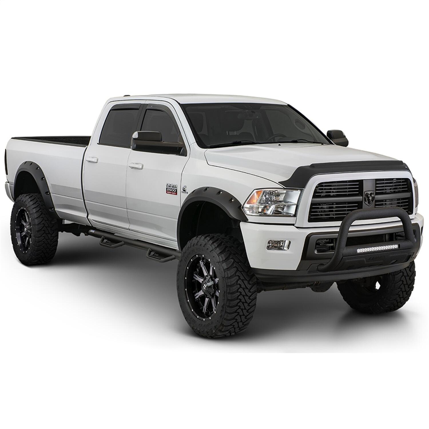Black Max Coverage Pocket/Rivet Style Smooth Finish 4-Piece Fender Flare Set For 2014-2018 Chevrolet Silverado 1500 Fits 69.3 Inch Bed Bushwacker