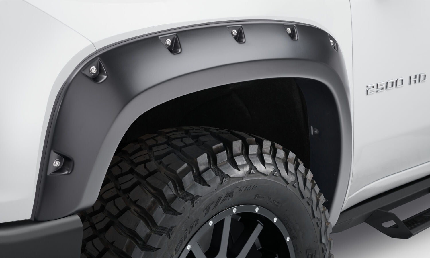 Black Pocket/Rivet Style Smooth Finish 4-Piece Set For 2020-2026 Chevrolet Silverado 2500/3500 Bushwacker
