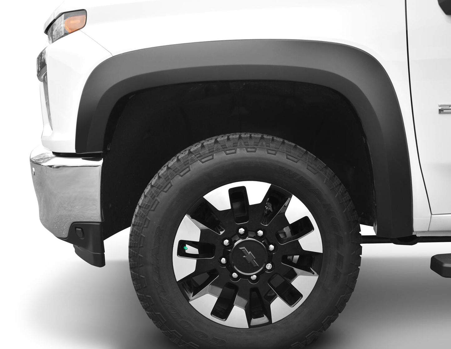 Black Extendafender Style Smooth Finish 4-Piece Fender Flare Set For 2020-2026 Chevrolet Silverado 2500/3500 Bushwacker-1