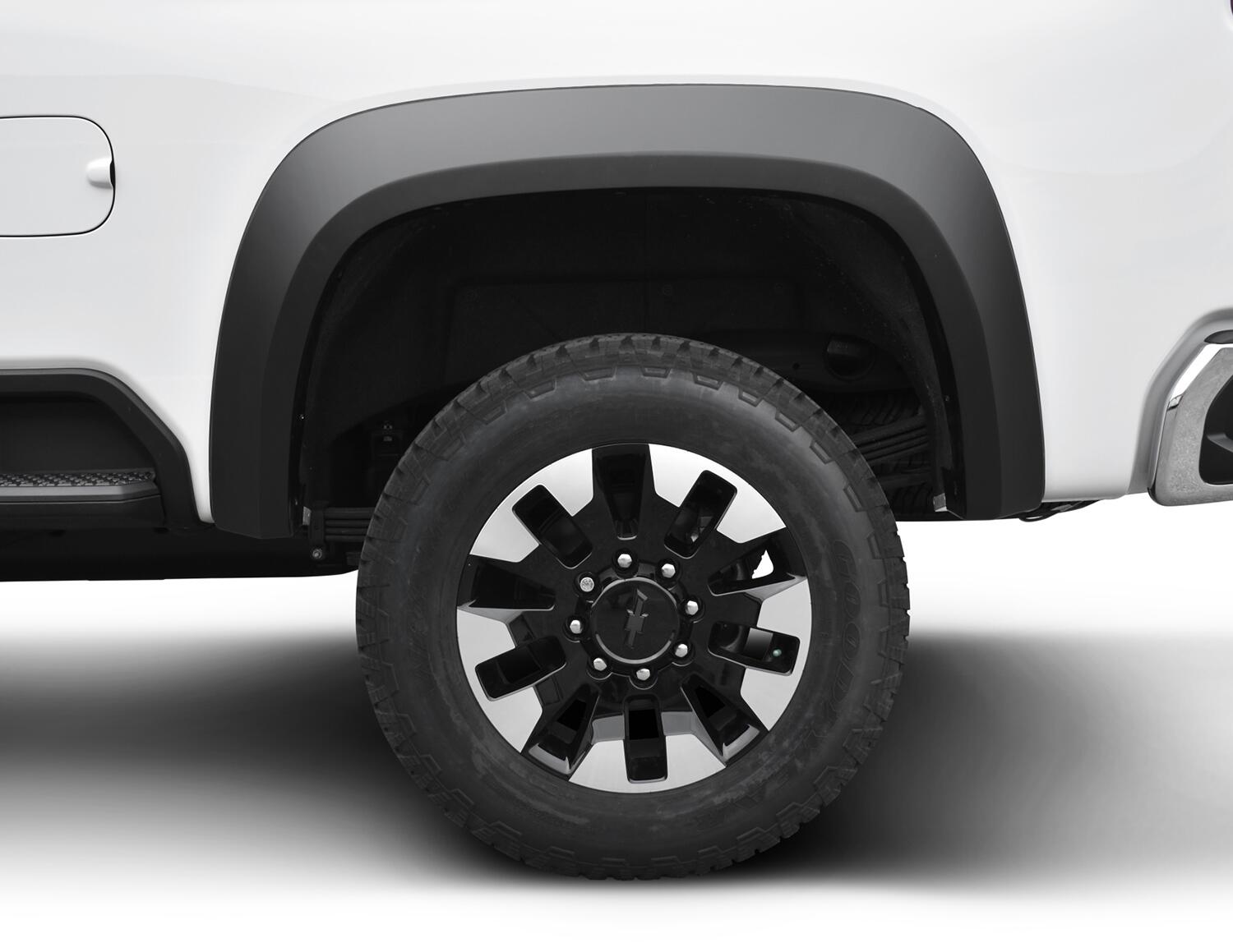 Black Extendafender Style Smooth Finish 4-Piece Fender Flare Set For 2020-2026 Chevrolet Silverado 2500/3500 Bushwacker-2