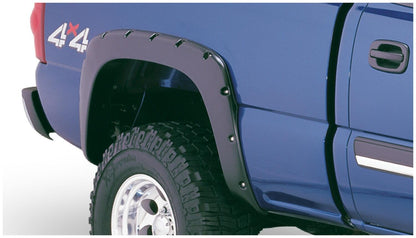 Black Pocket/Rivet Style Smooth Finish 4-Piece Fender Flare Set For 2021-2022 Chevrolet Colorado 74.0 In Bed Bushwacker-1