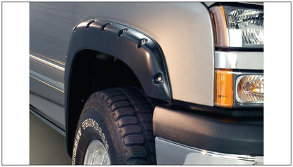 Black Pocket/Rivet Style Smooth Finish 4-Piece Fender Flare Set For 2021-2022 Chevrolet Colorado 74.0 In Bed Bushwacker-3