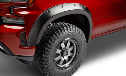 Black Pocket/Rivet Style Smooth Finish 4-Piece Fender Flare Set For 19-26 Chevrolet Silverado 1500 2022 Chevrolet Silverado 1500 Ltd Bushwacker