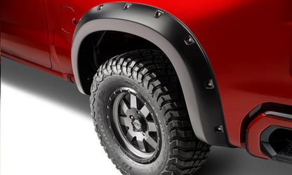 Black Pocket/Rivet Style Smooth Finish 4-Piece Fender Flare Set For 19-26 Chevrolet Silverado 1500 2022 Chevrolet Silverado 1500 Ltd Bushwacker-2