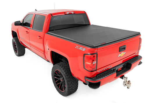 Soft Tri-Fold Bed Cover 5 Foot 9 Inch Bed Silverado/Sierra 1500 (14-18 & Classic) Rough Country