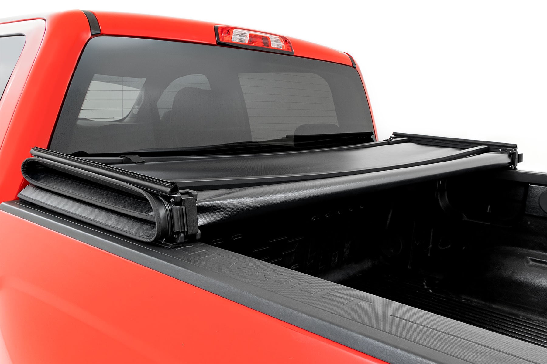 Soft Tri-Fold Bed Cover 5 Foot 9 Inch Bed Silverado/Sierra 1500 (14-18 & Classic) Rough Country-4