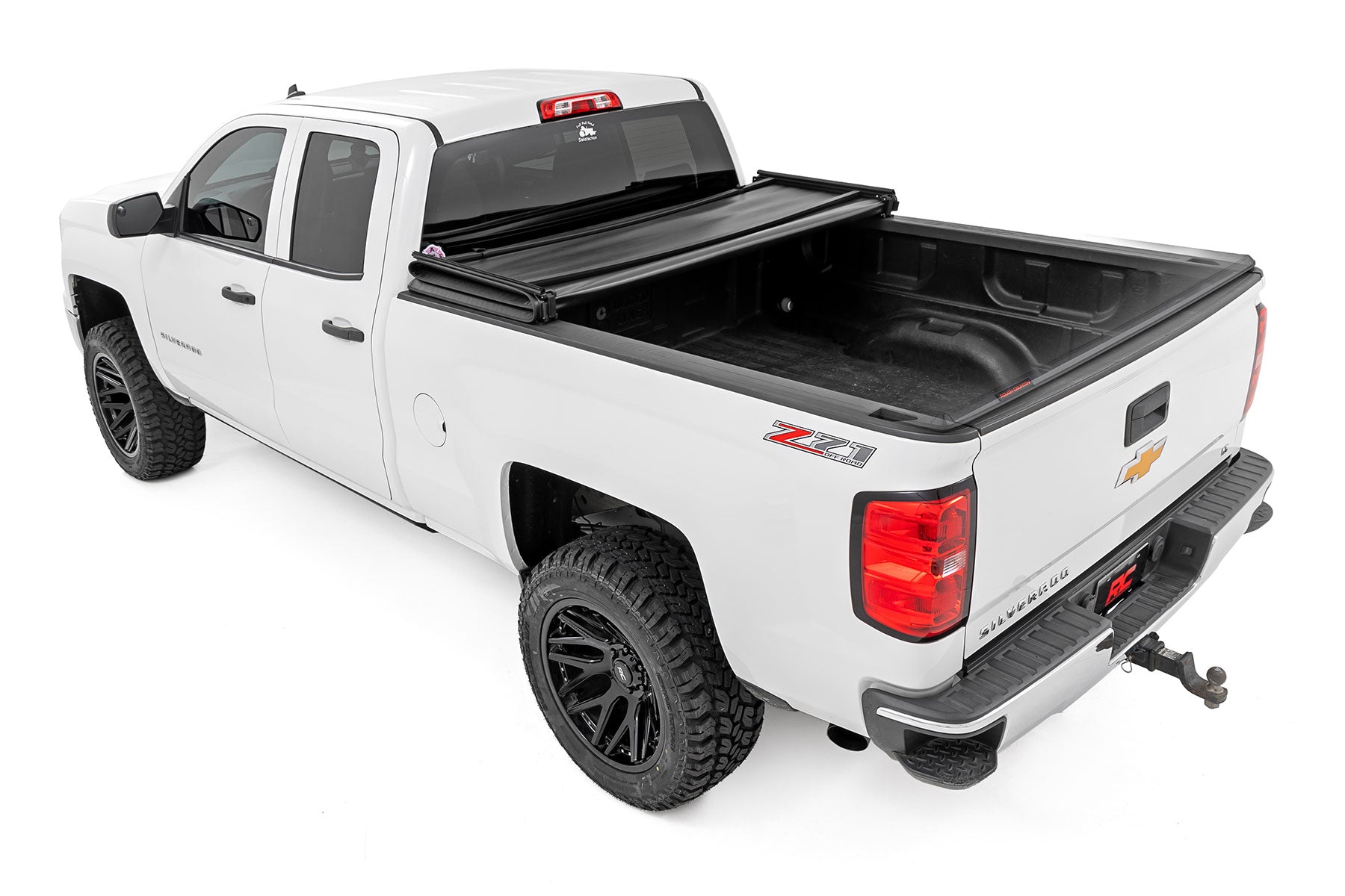 Soft Tri-Fold Bed Cover 6 Foot 7 Inch Bed Silverado/Sierra 1500/2500HD/3500HD (14-19 & Classic) Rough Country-2