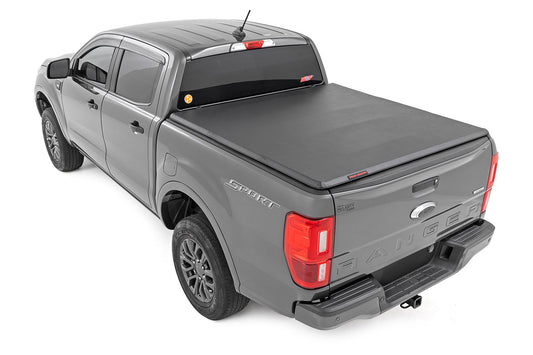 Soft Tri-Fold Bed Cover 5 Foot Bed Ford Ranger 2WD/4WD (2019-2023) Rough Country-1
